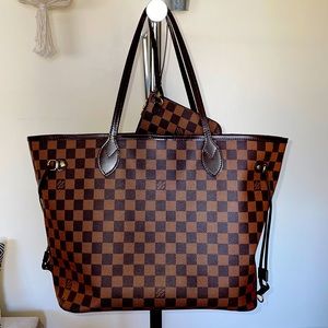 Louis Vuitton Monogram Brown Tote Bag with Zippered Clutch Bag